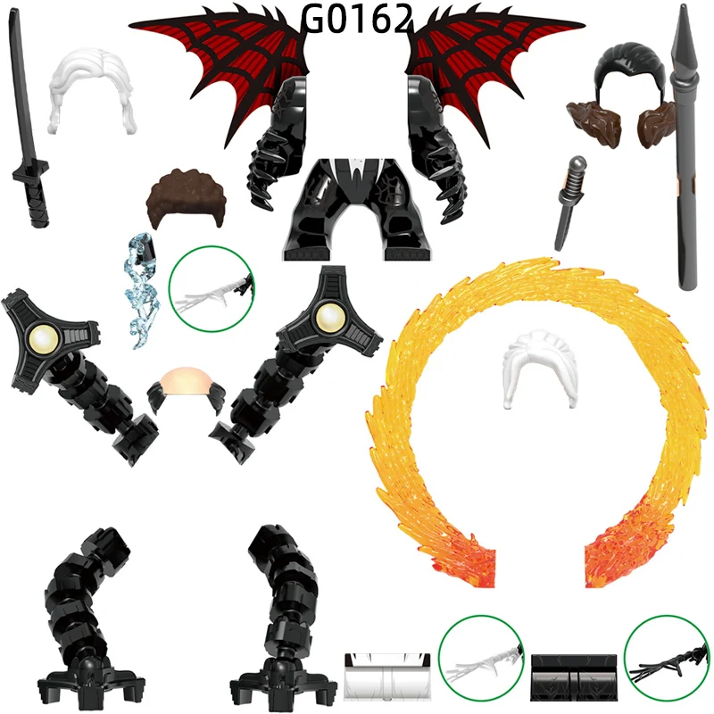

The Action Figures Spear Wing Octopus Weapons Pants Hair Parts Model Blocks MOC Bricks Set Gifts Toys For Children G0162
