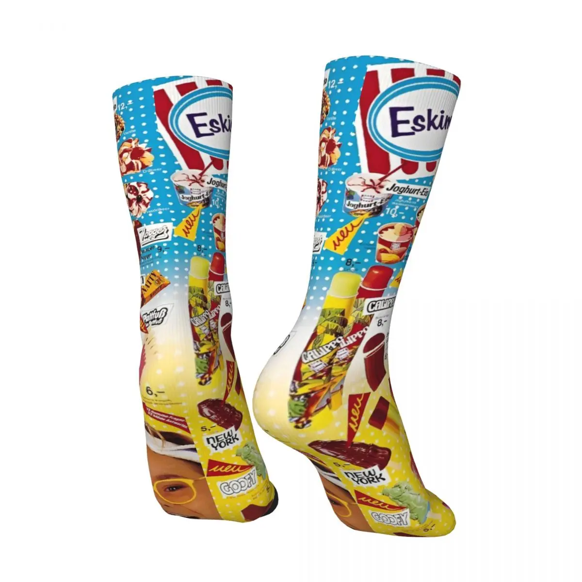 Men Socks Ice-Cream Print Stockings Winter Harajuku Warm Soft Socks Pattern Running Non Skid Socks