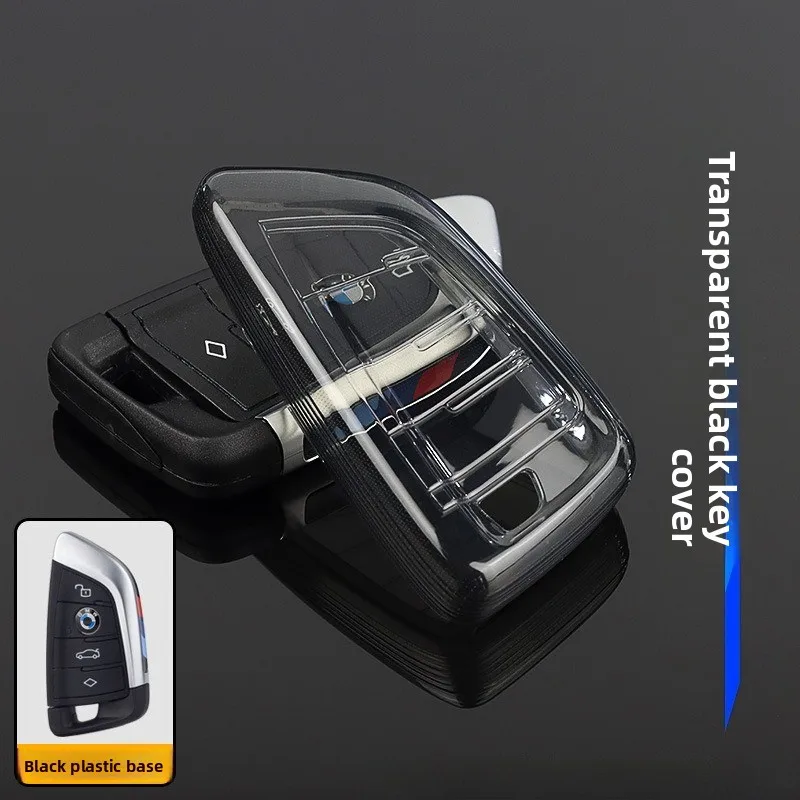 Transparente TPU-Autoschlüsselhülle für BMW - Kompatibel mit 1/3/5/X-Serie, I-Modelle | Schwarz-Weiß-Farbe | Schutzhülle für Schlüsselanhänger – Detail 6