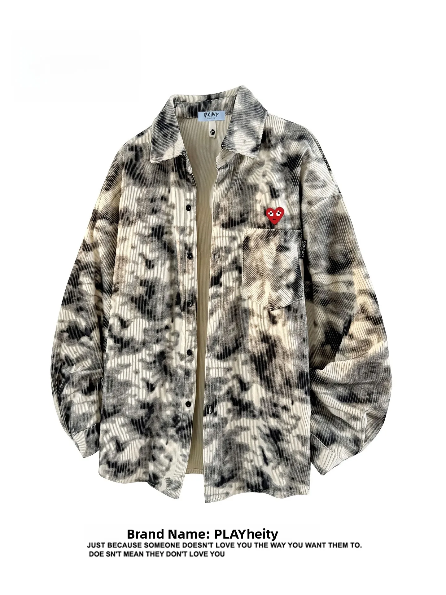 

Play Heity Retro Tie Dye Casual Unisex Loose Fit Velvet Long Sleeve Shirt Breathable Comfortable Youthful Style for All Seasons