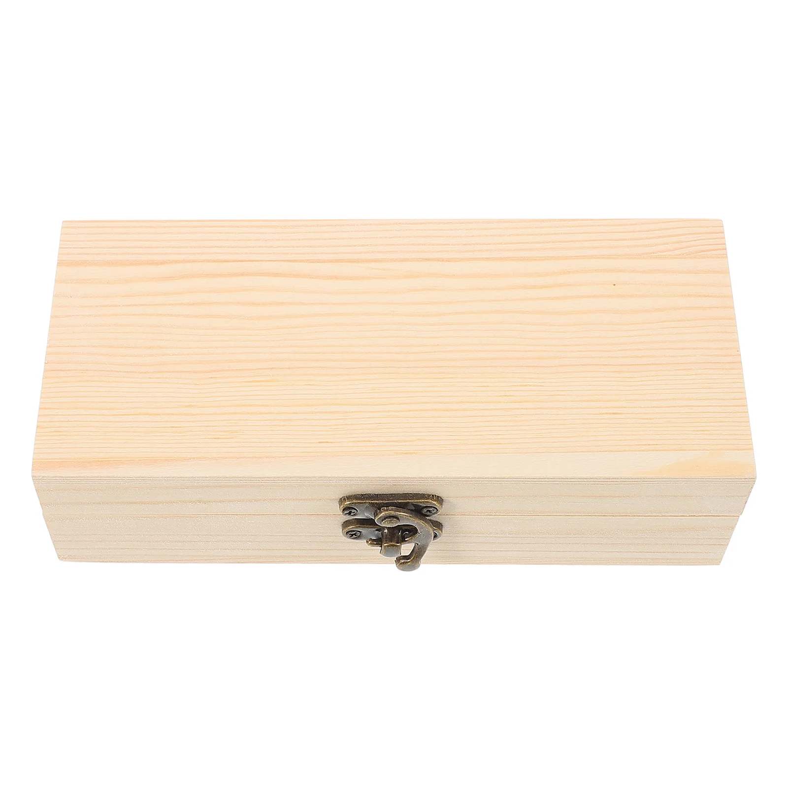 1pcs Unfinished Wooden Box Rectangular Jewelry Storage Box Natural Wood Craft Organizer Hinged Lid Beige For Diy Keepsake
