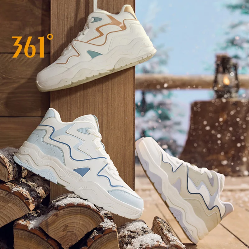 

361 Degrees Women Sports Shoes New Fleece-lined Warm Cushioning Durable Thick Sole Lightweight Casual Sneakers Female 682546607A