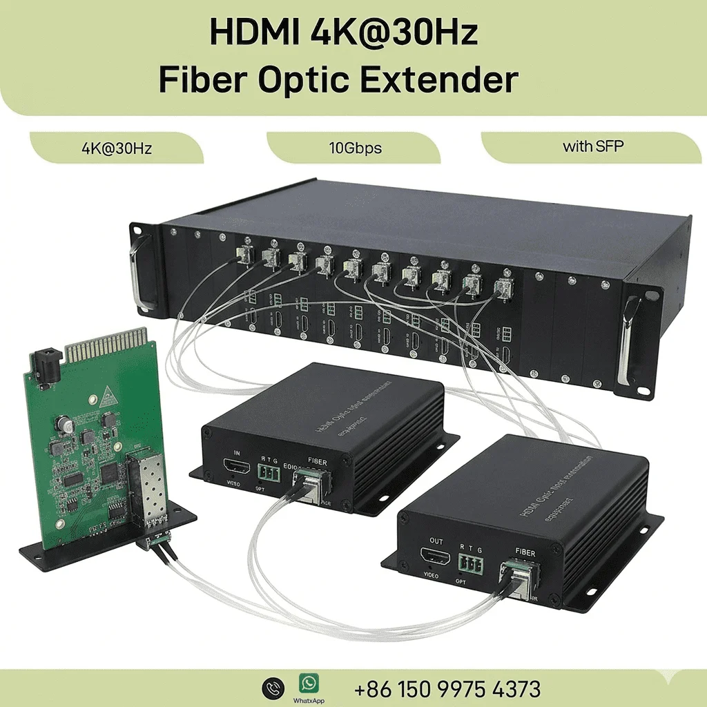 

4096×3840@30Hz HDMI Fiber Optic Extender Rackmount, 4K UHD/2160P Uncompressed, LC Single-Mode Up to 10KM, RS232/KVM USB/EDID