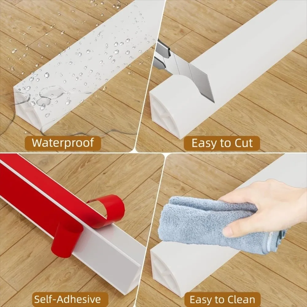 

2M Peel and Stick Quarter Round Molding Wall Corner Protection Self-adhesive Water Blocking Strip Bendable Waterproof