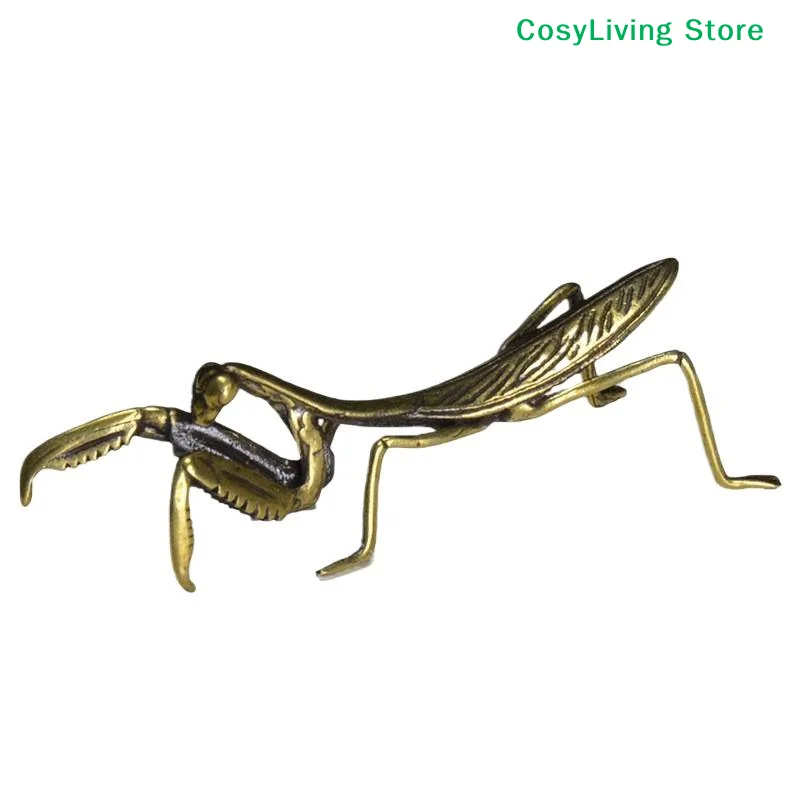 Craft Copper Mantis Miniature Tea Pet Antique Ornament Vintage Flower Pot Decoration Decorative Accessories