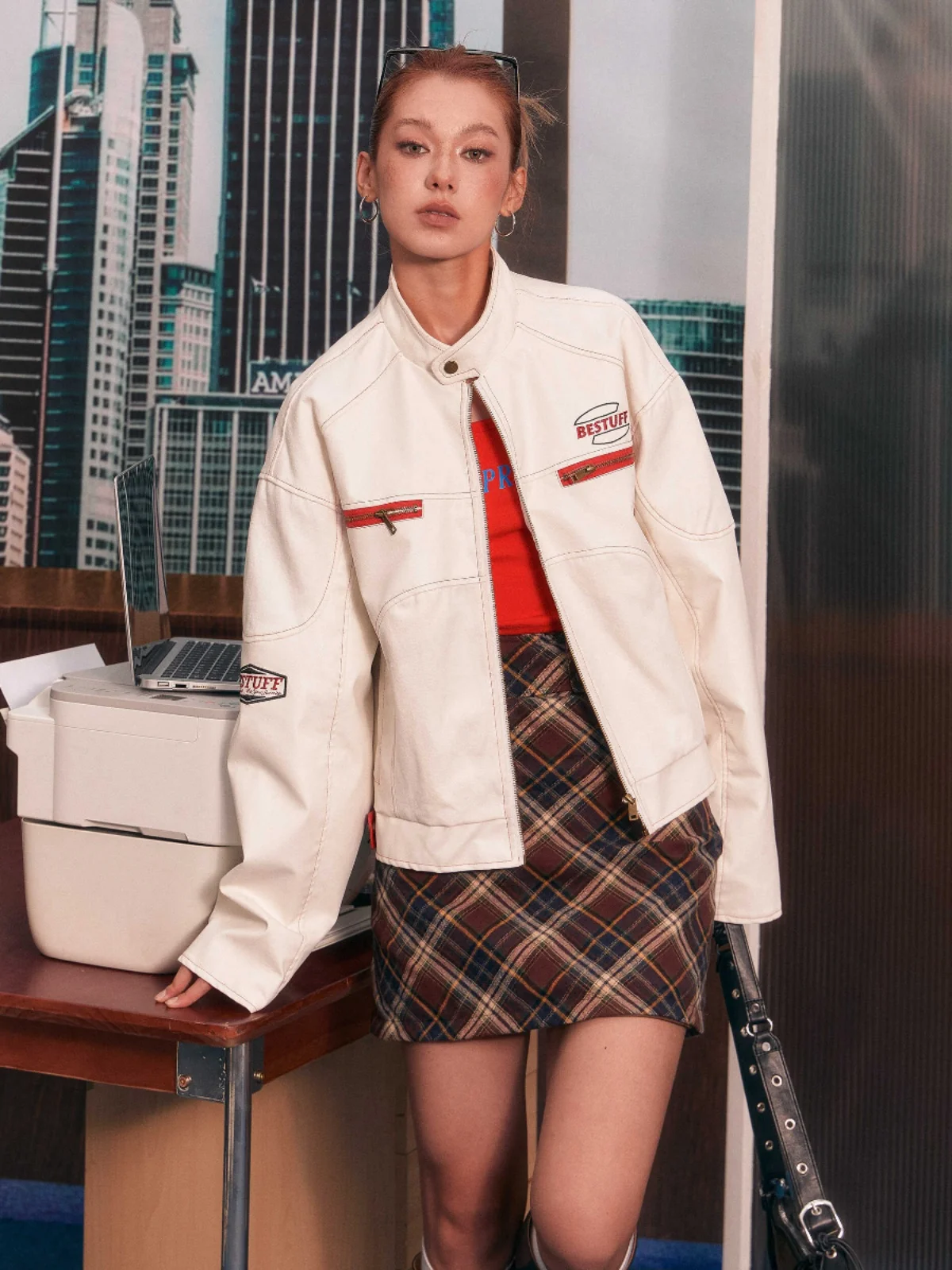 American Retro PU Leather Jaet Women's Autumn Hot Girl New Small Size High-End Feel Super Good Looking Motorcycle Clothes J...