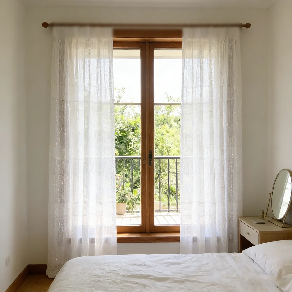 Modern Solid White Wire Curtains For Room, Window Treatments Tulle Living Room Drapes , Thin Sheer Kitchen Sheer Decoration
