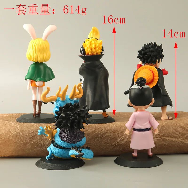 5 Animation Series One Piece Hand Animation Cartoon Luffy Garot Sanji Kaido Peach Help Figure Toy Decoration