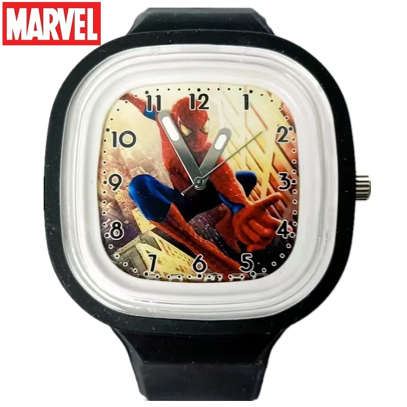 Montres Marvel Cartoon pour enfants, montre-bracelet à quartz carrée, Spider Man, The Avengers, garçon, fille, étudiant, silicone, Shoous Relogio