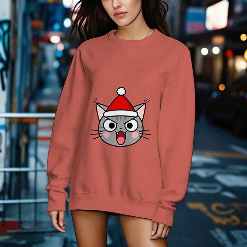 여성용 크루넥 레귤러 긴팔 프린트 스웨트셔츠, 출퇴근 및 쇼핑에 적합, 봄, 가을, 겨울 스타일