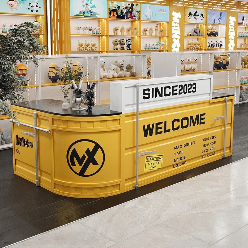 Bar checkout page Industrial style Internet celebrity creative figure blind box shop Container iron tide play shop Reception