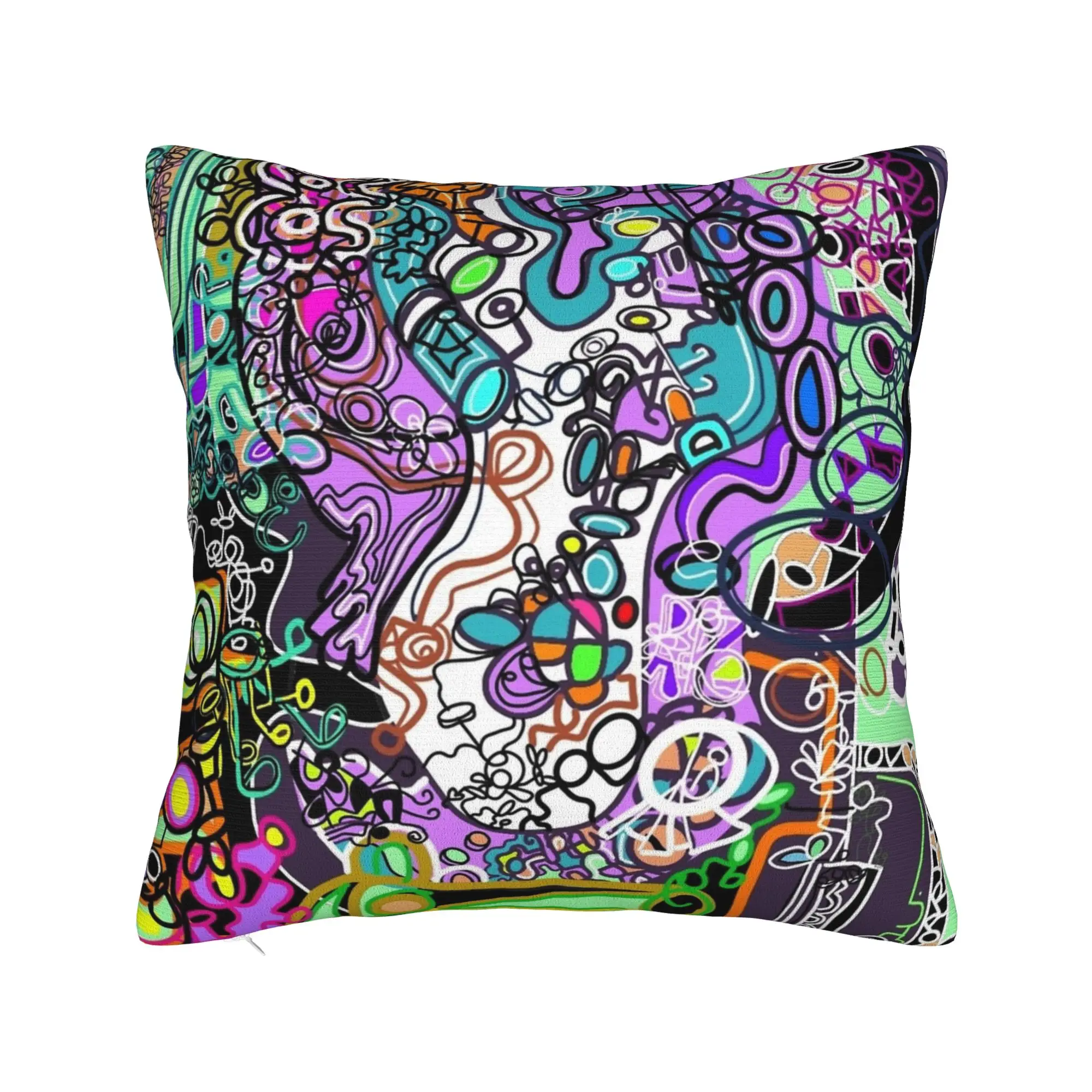 Psychedelic Graffiti Let Life In It’S Knocking Pillow Case  Funny Pillow Cover Custom Pillowcases For Office Car Home Decor