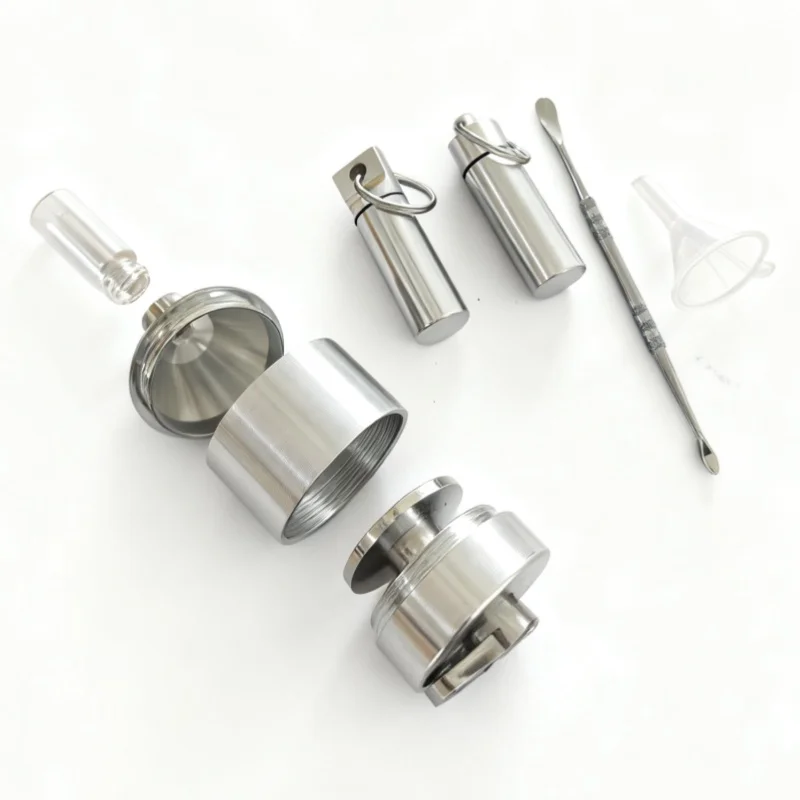 44mm Manual Grinder Aluminum Spice Mill Fine Grinding Powder Herb Crusher with Metal Jar and Mouthed Funnel Smoking Accessories