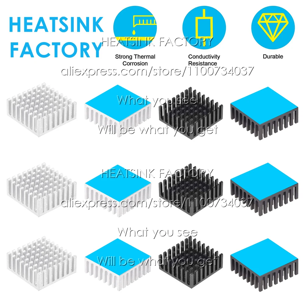 25x25x10mm Zigzag Aluminum Heatsink Thermal Adhesive Tape Cooler for 3D Printer IC Transistor Module PCB