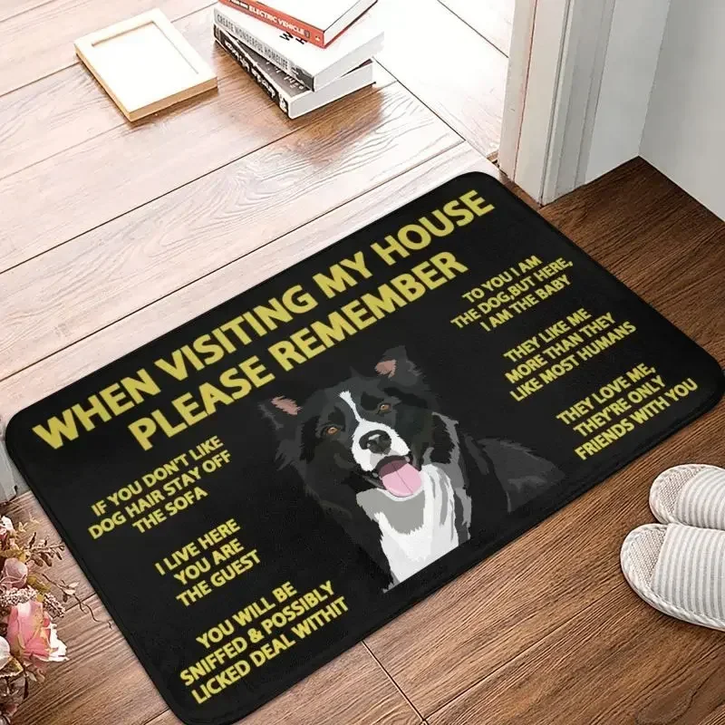 Custom Border Collie Doormat Non-Slip Entrance Kitchen Bathroom Floor Door Mats Pet Dog Gift Garden Rug Carpet Footpad