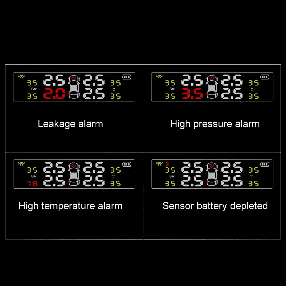 Universal Solar TPMS Car Tire Pressure Monitoring System, externo, interno, ângulo, ajustável, alta precisão