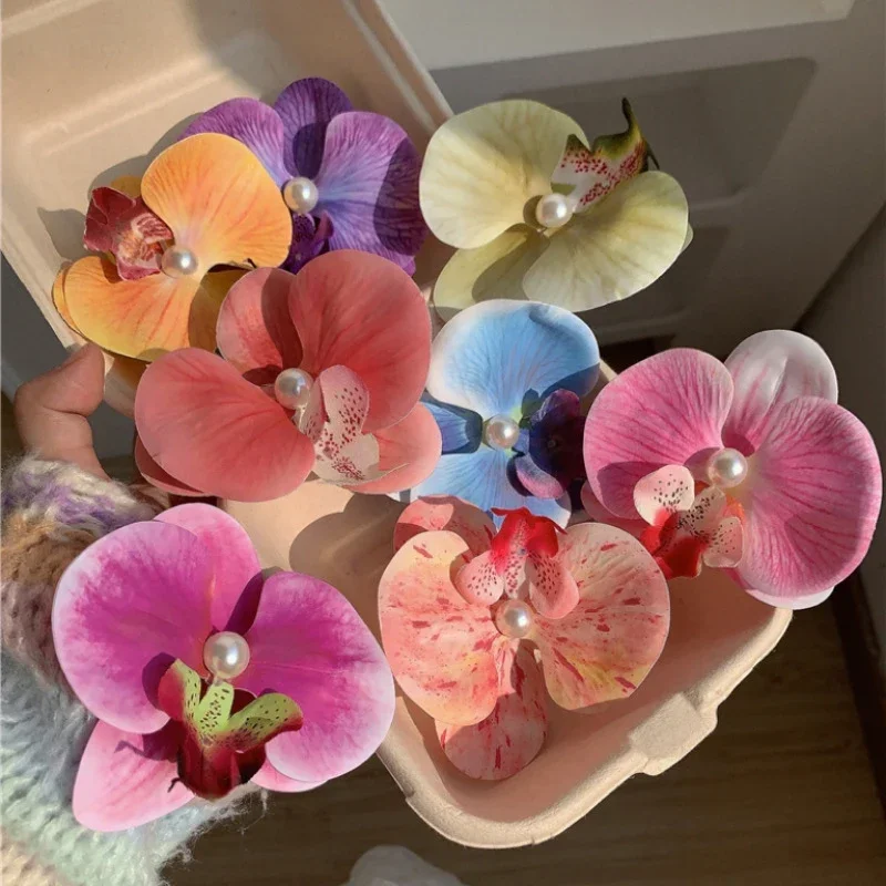 

Pearl Flower Hair Clip Cute Cloth Butterfly Orchid Orchid Flower Hairpin Duckbill Clip Korean Style Girl Hair Clip Beach