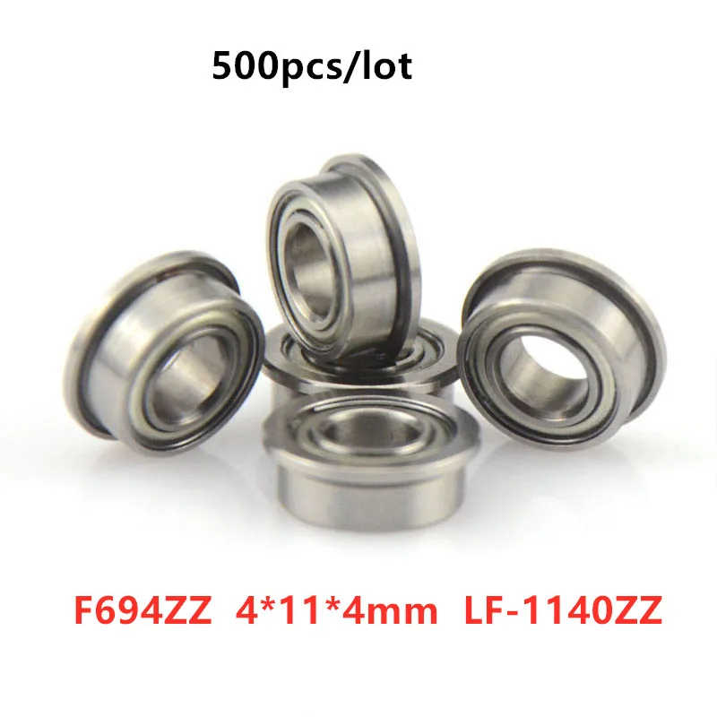 500pcs miniature Flanged bearing F694ZZ 4*11*4mm LF-1140ZZ flange deep groove ball bearings F694 -2Z F694Z 4x11x4 mm