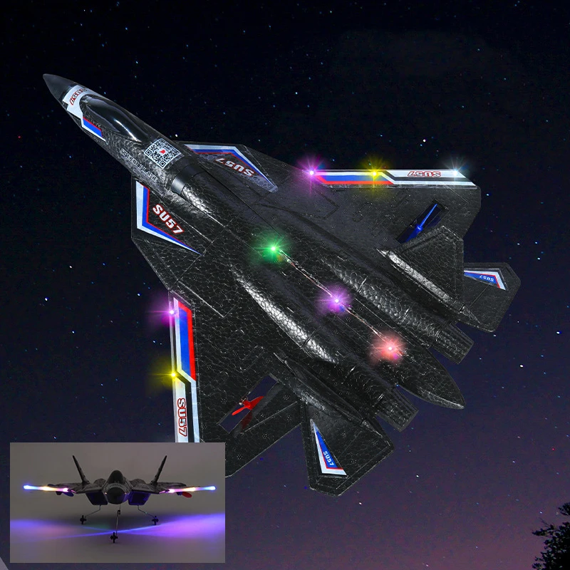 Aereo RC SU57 2.4G aereo radiocomandato con ala fissa leggera che lancia giocattoli modello di aereo in schiuma per bambini