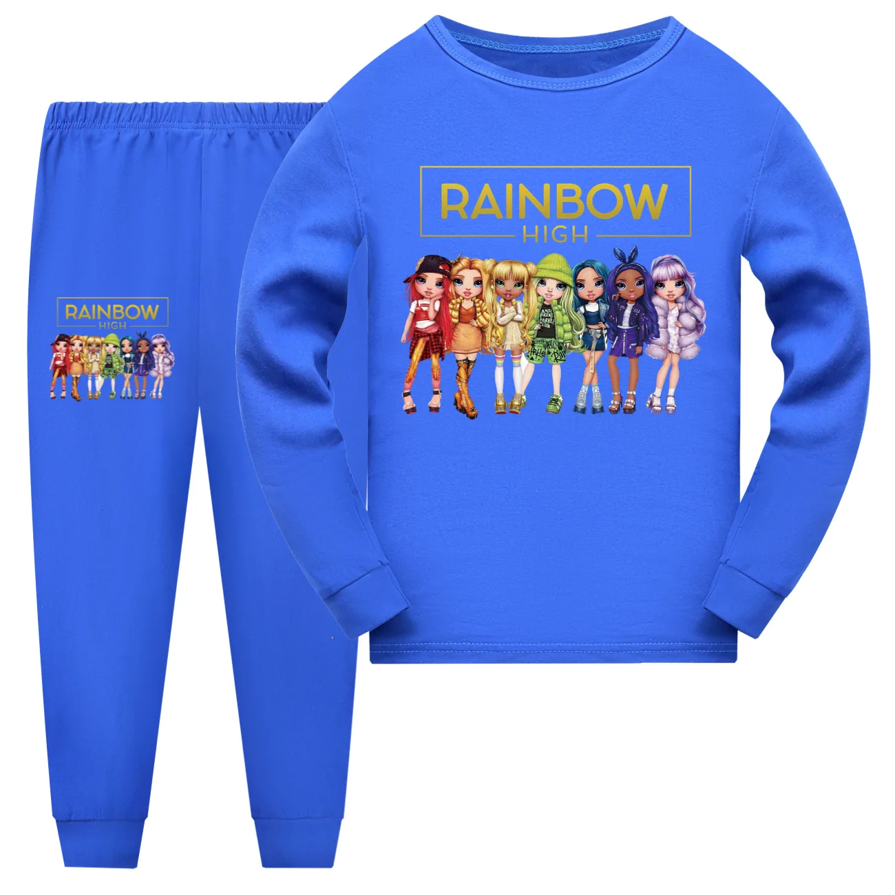 Kids Rainbow High Costume Cartoon Pyjama Baby Girls Long Sleeve T Shirt Pants 2pcs Sets Boys and Girls Casual Sleepwear homewear