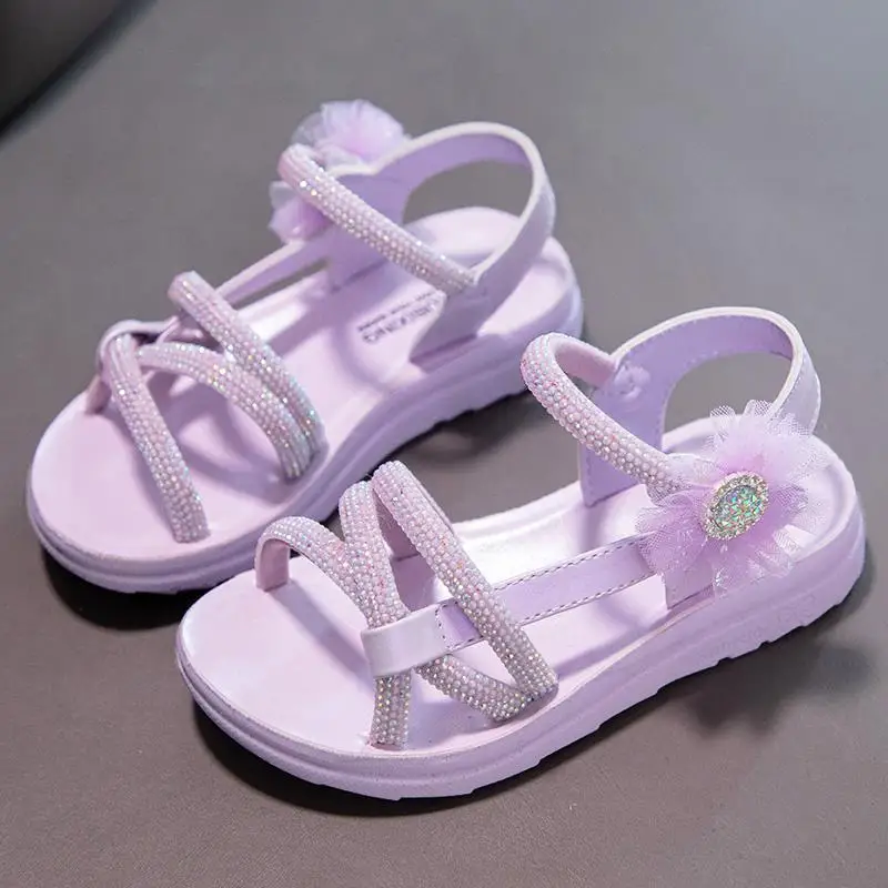 

Girls sandals 2024 summer new sports fashion princess girls children's shoes soft sole medium and large children's sandals