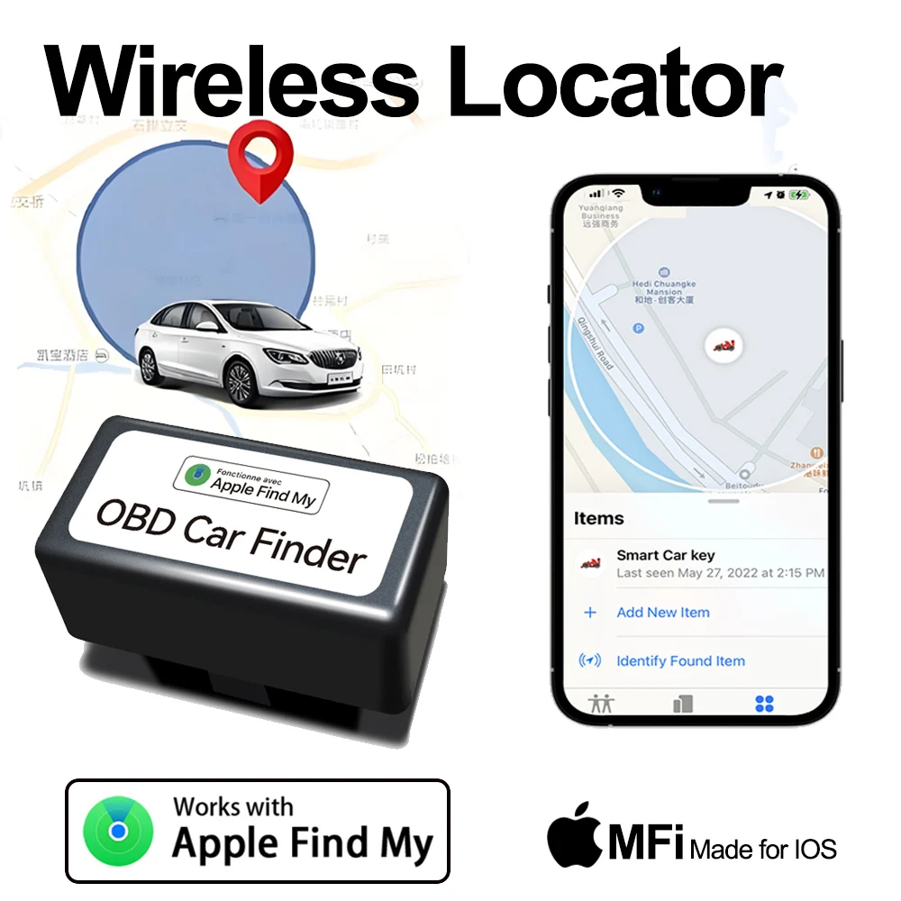Mini GPS Tracker para Auto Car, Localizador GPS OBD, Encontre meu oficial Apple, OBD, Monitor de voz GPS, Rastreador