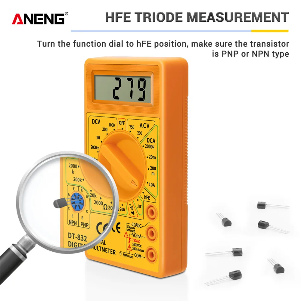 ANENG DT832 mini digitální multimetr  AC/DC ampérmetr voltmetr tester ampér mete ohm tester multifunkční kapesní multimetro