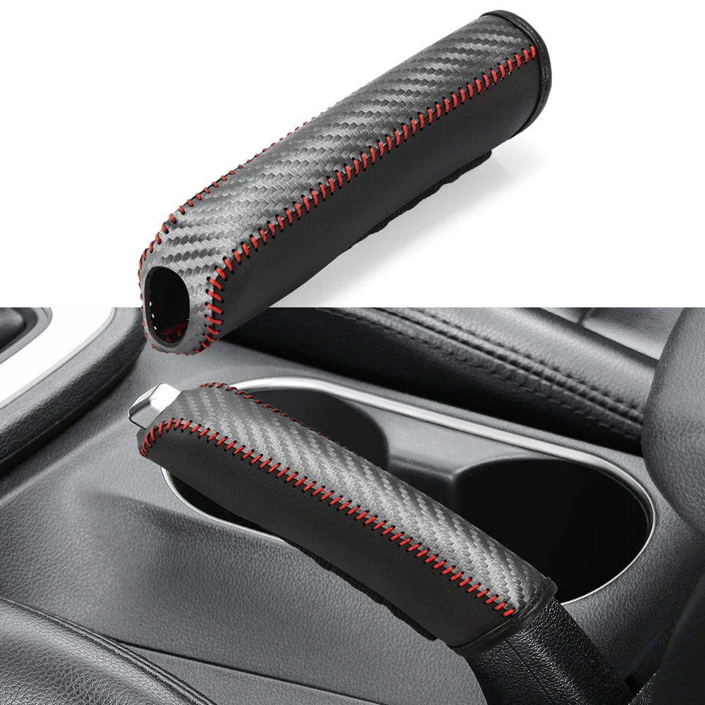 Hand Brake Set Universal Car Handbrake Sleeve PU Leather Cover Anti-Skid Auto Parking Brake