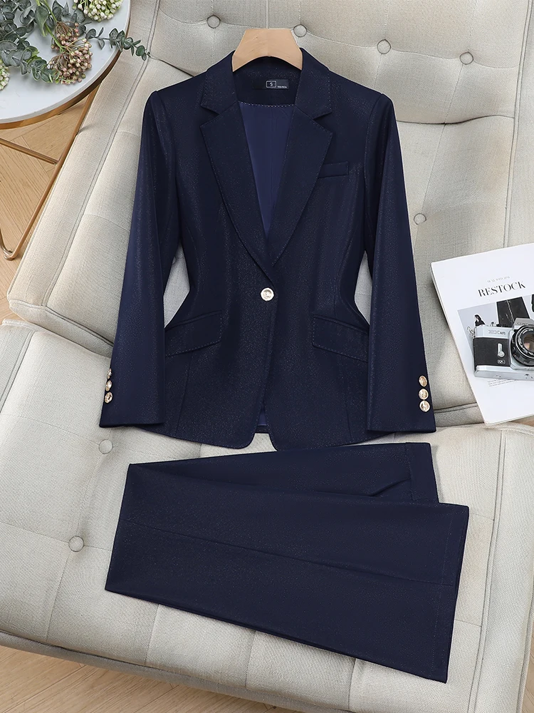 

Office Ladies Work Wear Pant Suit 2 Piece Set Women Female Blazer and Trouser