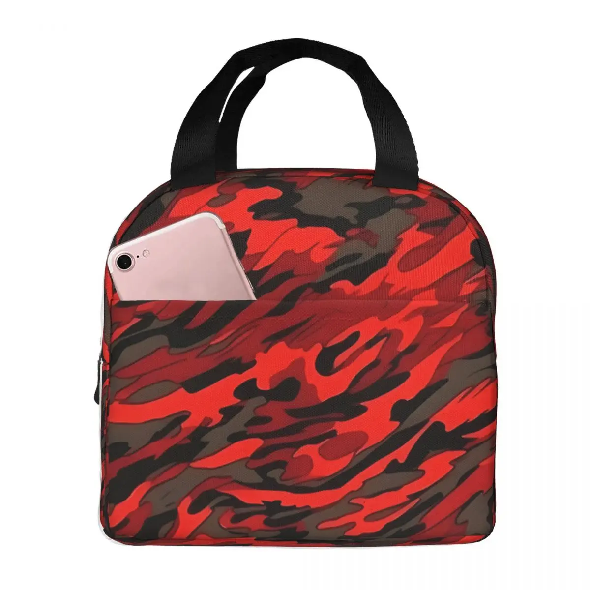 Casual Bento Box Red Camo Tote Tiger Stripe Outdoor Travel Storage Bags For Girls