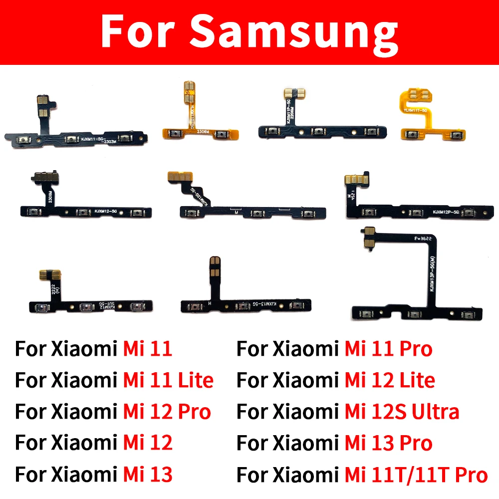 Power Switch On/Off Button Volume Key Button Flex Cable For Xiaomi Mi 11 12 12S 13 Lite Pro