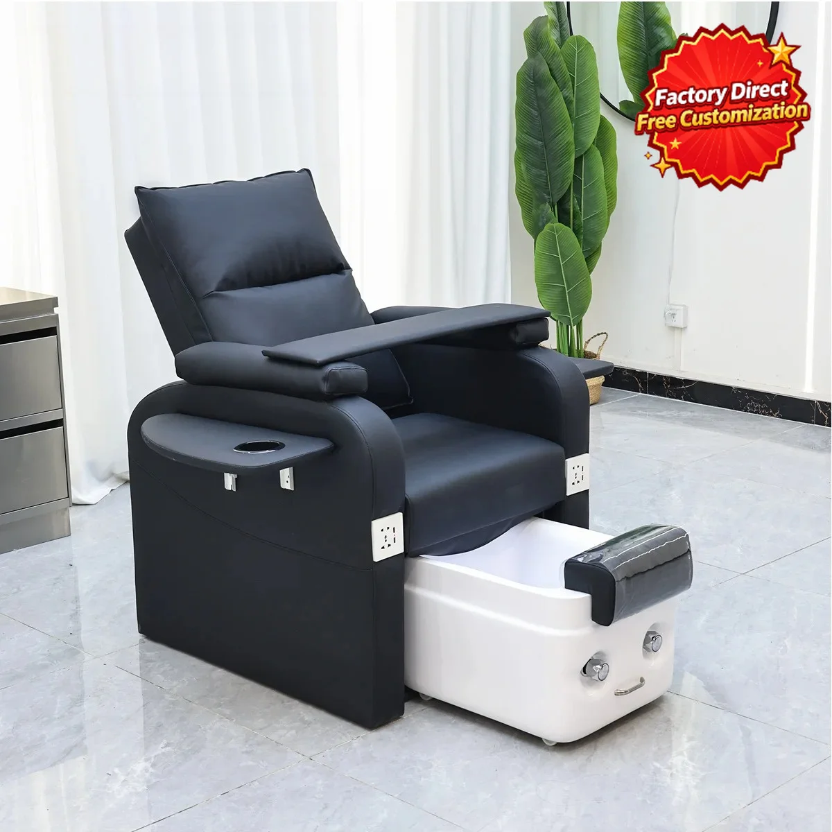 Commercial Pedicure Chair With LED Light Spa Foot Massage Chair Nail Salon Furniture Pedicure Station For Beauty Salon