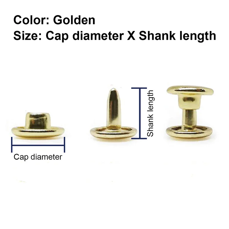 6 ミリメートル 7 ミリメートル 8 ミリメートル 9 ミリメートル 10 ミリメートル 12 ミリメートル金属ダブルキャップリベットスタッド金属ラウンド釘頭スパイク革細工 DIY