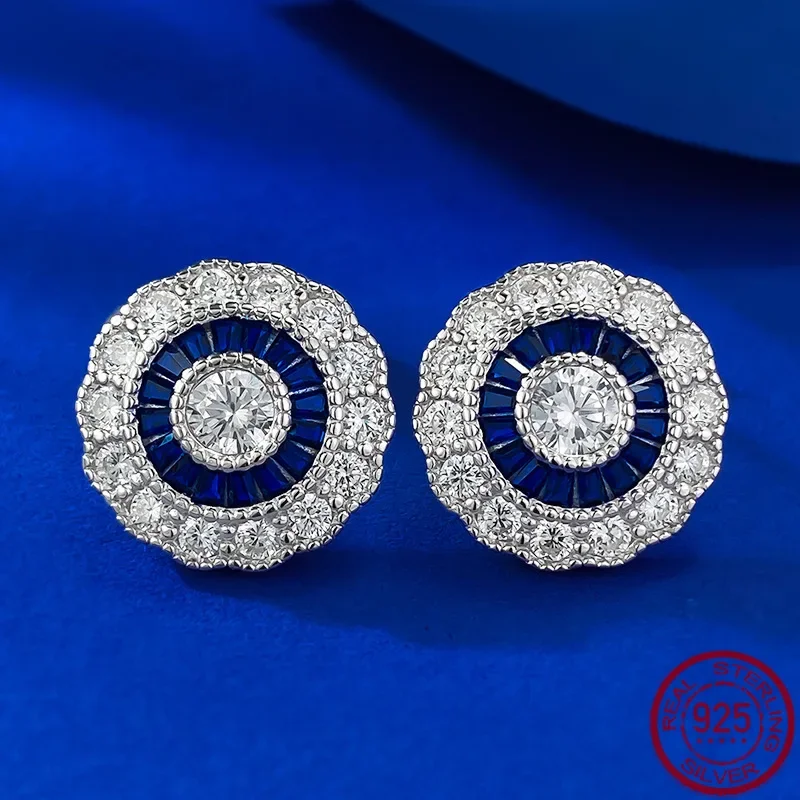 New S925 pure silver 4.5mm round white diamond earrings with simple and fashionable temperament, versatile wedding jewelry