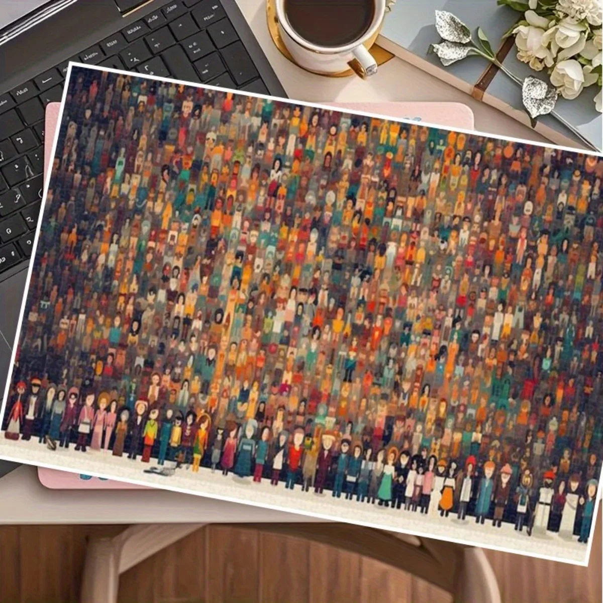 1000pcs Large Adult Jigsaw Puzzle - Vibrant Mosaic of 1000+ Unique Faces & Expressions, Challenging Color-Coded Pieces for Fam