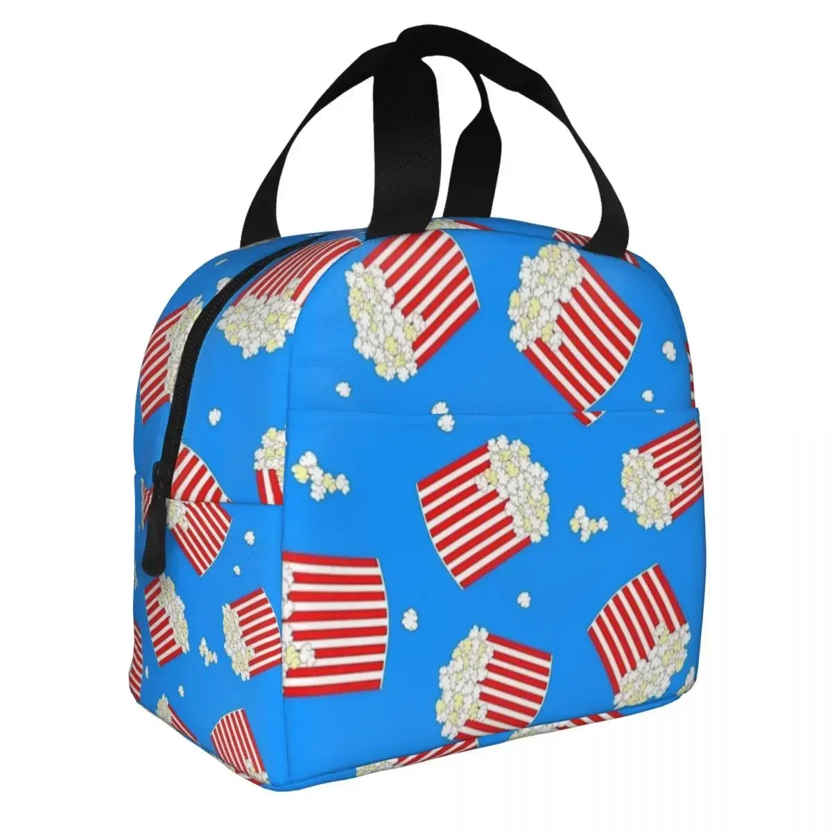 Cute Red And White Popcorn Buckets Insulated Lunch Bag Cooler Bag Meal Container Large Tote Lunch Box Food Storage Bags Picnic