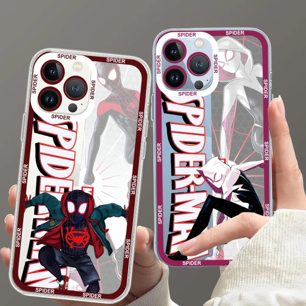 S-Spider-M-Man Phone Case For iPhone 11 12 Mini 13 14 15 Pro Max Transparent Shell