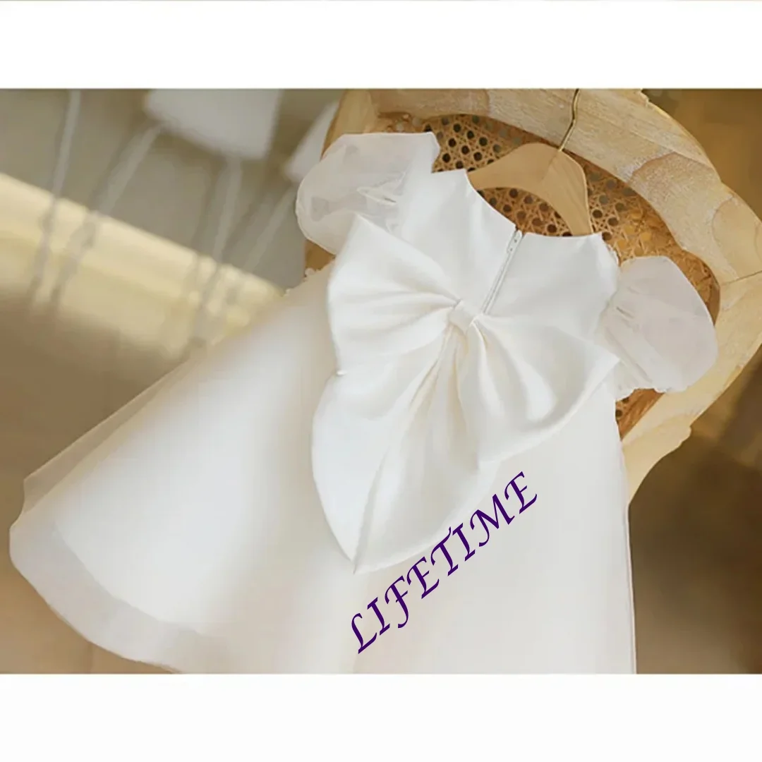 Elegant White Lace Dress for Baby Girls Customized Infant Formal Wedding Dress Luxury Evening Patchwork Baptism Eid Dress