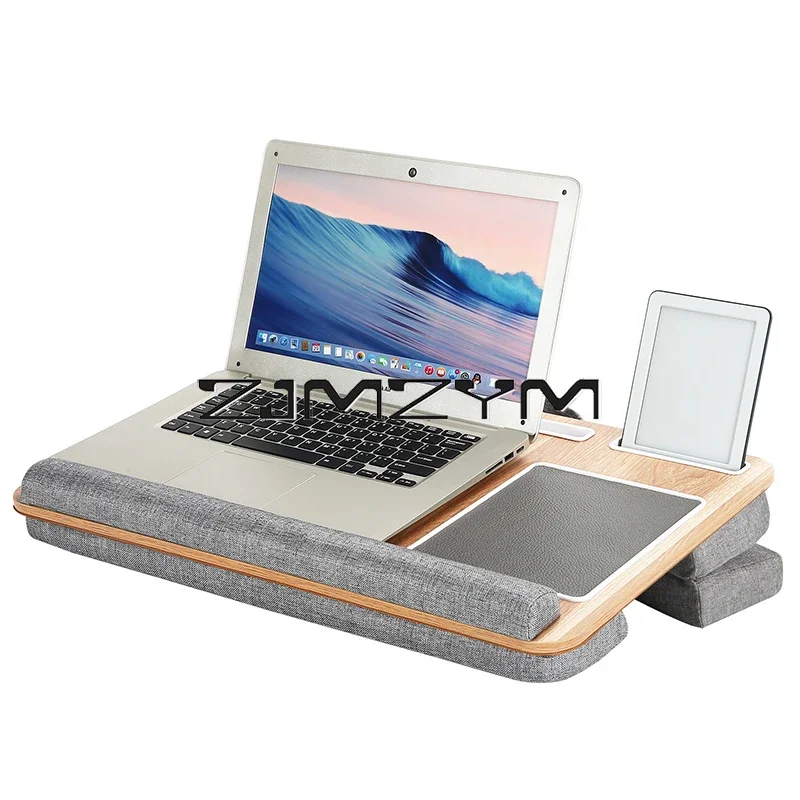 Biurko na kolanach z poduszką Przenośne biurko na laptopa z podpórką na nadgarstek, podkładką pod mysz, uchwytem na telefon Stojak na laptopa komputerowego