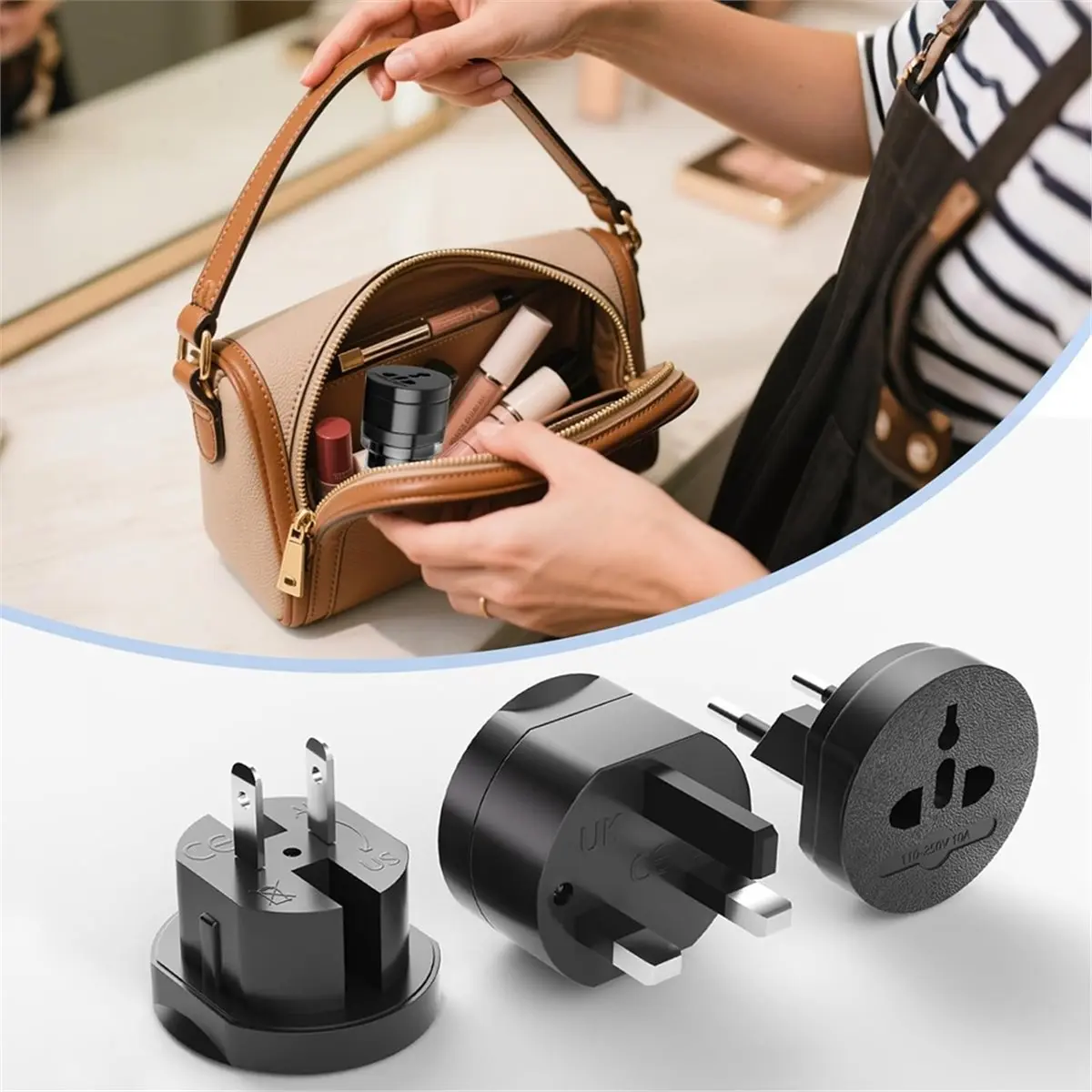 2PCS Travel Power Converters,International Plug Adapter,Universal Power Adapter,for US, EU, UK, AU 160 Countries