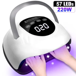 Lampada di essiccazione a LED UV da 220W per unghie lampade a polimerizzazione rapida 57pcs LED 4 timer smalto Gel per Manicure attrezzatura professionale per unghie