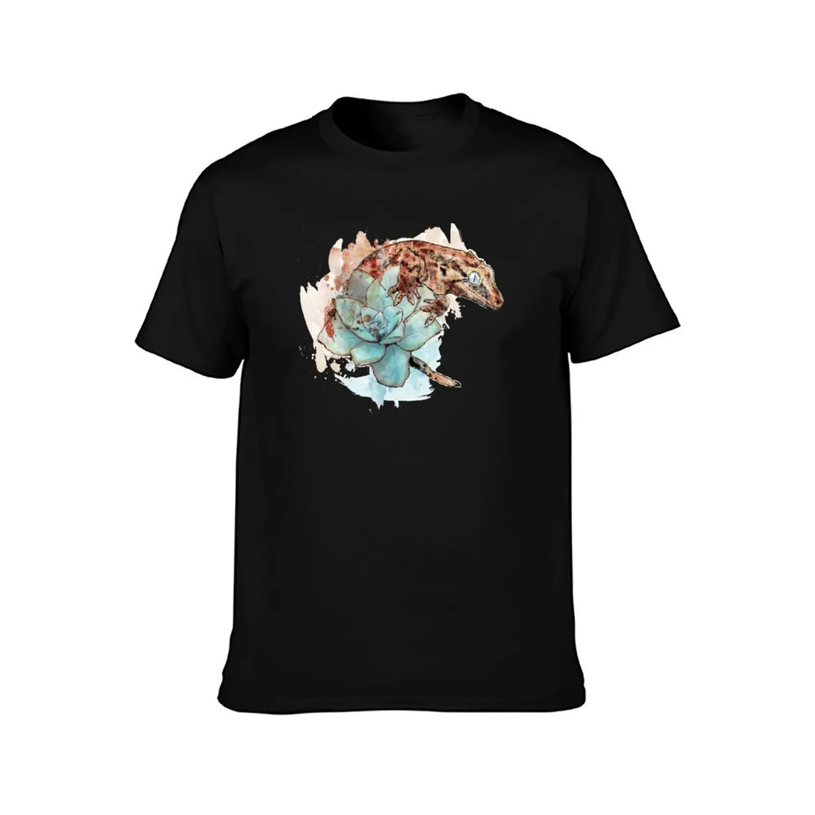 Gargoyle Gecko on Succulent T-Shirt Fitness Training Breathable Tee T-Shirt