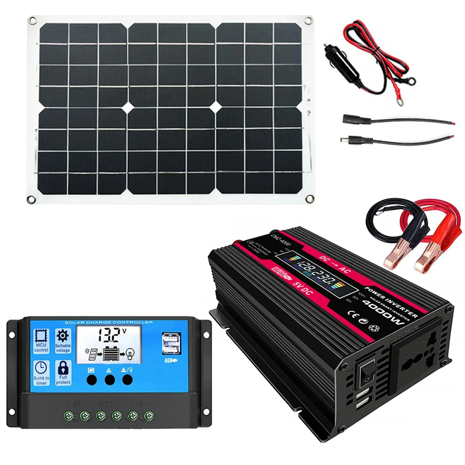 

Solar Power System Panel Kit Solar Mobile Monocrystalline Solar Panel Battery Pack for Outdoor RV Van Camping with 18w Panel