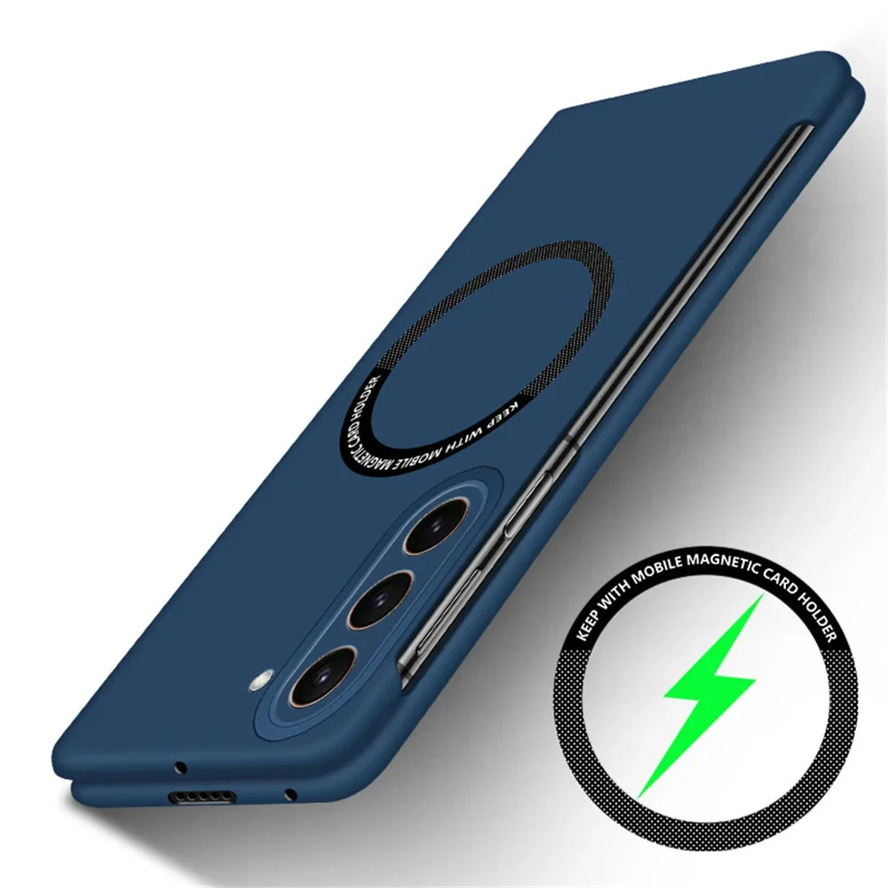 Matte Ultra Thin Metal Ring for Magsafe Case For Samsung Galaxy Z Fold 6 5 4 Fold4 Fold3 Rimless Frameless Hard PC Slim Cover