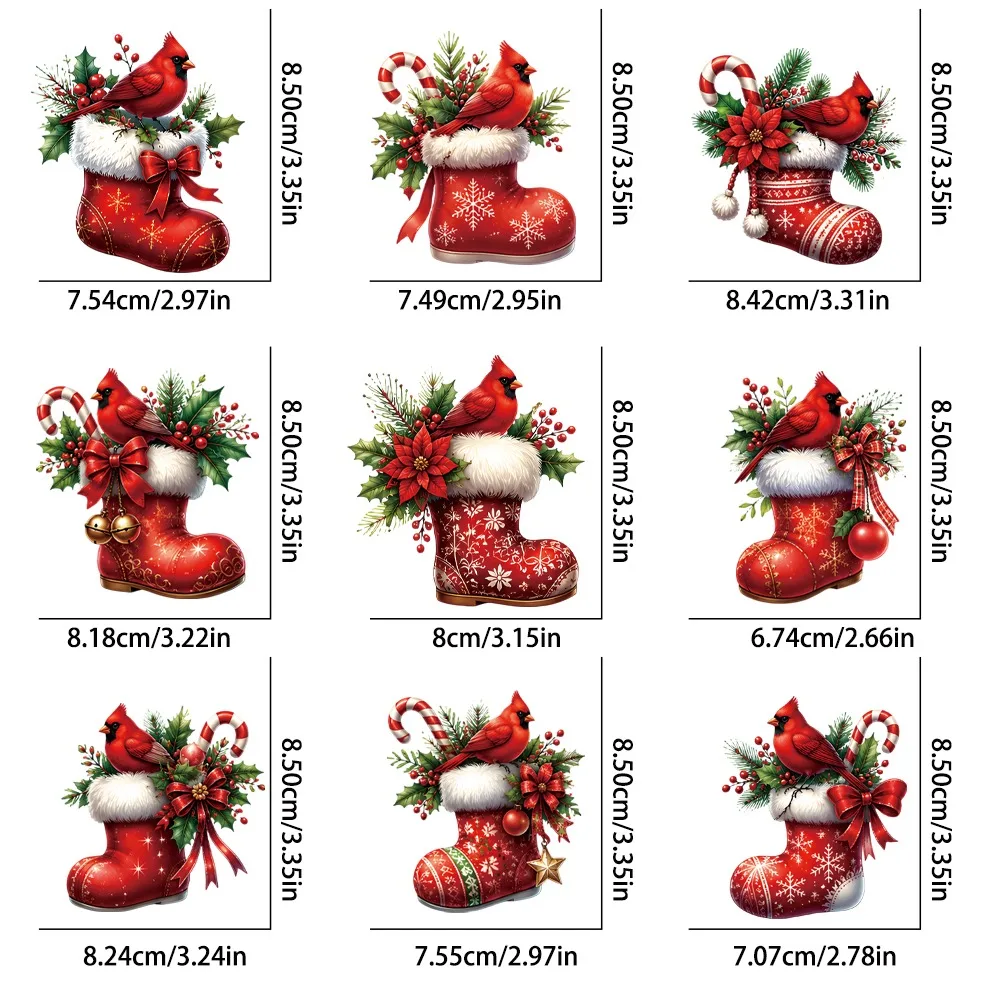 9Pcs Christmas Themed UV Crystal Transfer Stickers, High Adhesion & Residue-Free, for Tumblers / Phone Cases & Handmade DIY