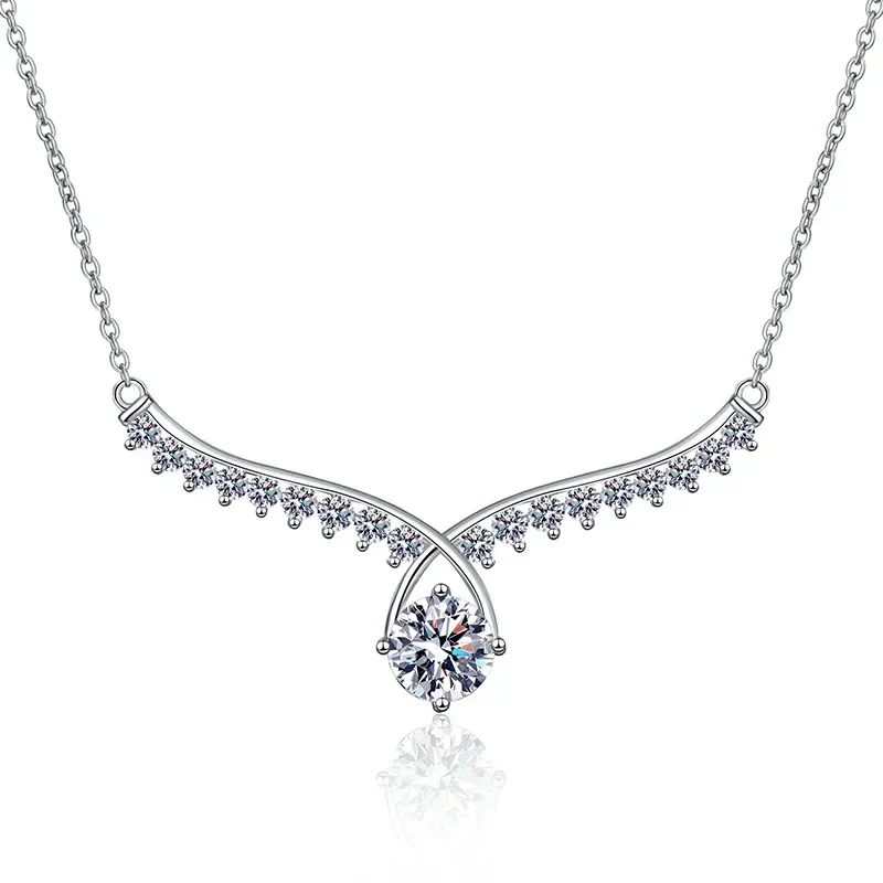 Angel Wings Moissanite Diamond Pendant Necklace for Women 925 Sterling Silver Jewelry Fine Women's Moissanite Necklace Chain image 5