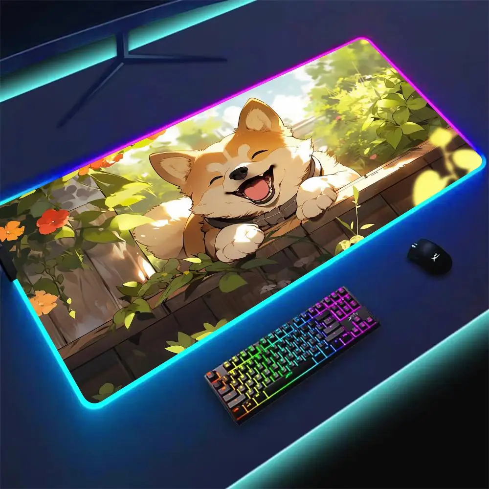 

RGB Mouse pad Cute puppy pattern gaming mat rubber anti-slip Desk Mat LED glow Gaming keypad mousepad gamer pc accessories