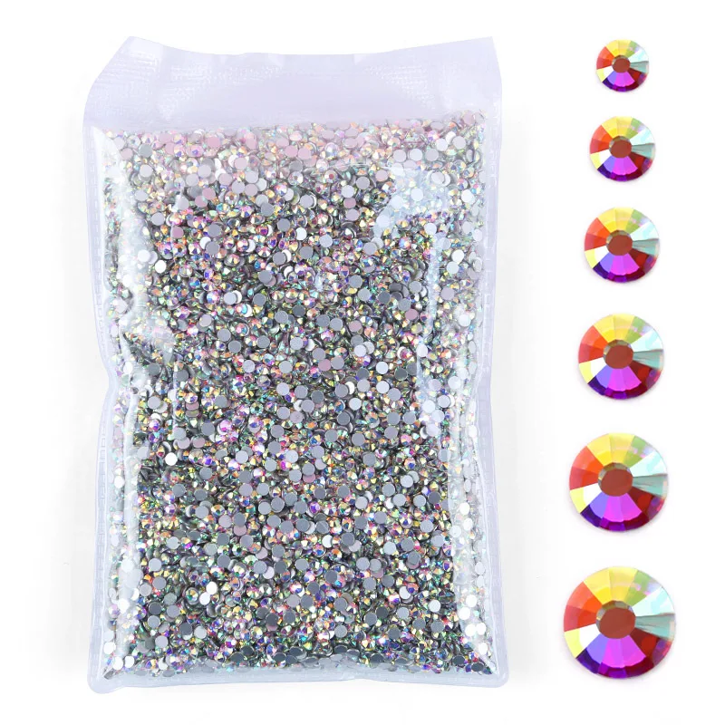 

2038Silver Bottom Flat Back Rhinestone Crystal Decoration DIY Big Pack Nail Art Accessories 14400 High Quality Glass Rhinestones