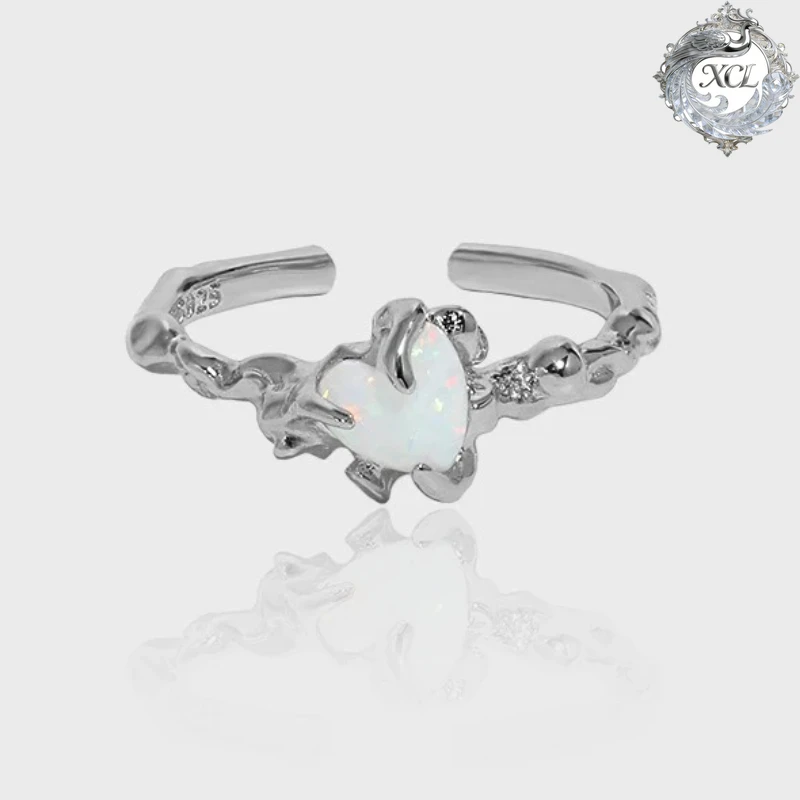 

Кольцо XCL из стерлингового серебра 925 пробы с опалом, асимметричное, для женщин, винтажное, геометрическое, эстетичное, модное, для девушек