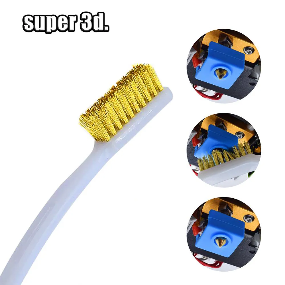 1Pcs 3D Printer Tool Copper Wire Toothbrush Nozzle Brush For Cleaning Nozzle Heating Block Hotend Hot Bed Cleaner Derusting